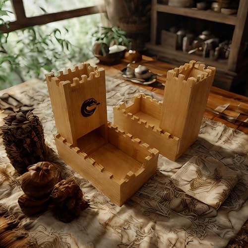 Bamboo Dice Tower, DND Dice Roller, Foldable Die Roller Castle | Magnetic Dice Tower for Dungeons and Dragons, Board Game, D&D Tabletop Game and RPG Games - style: Tower