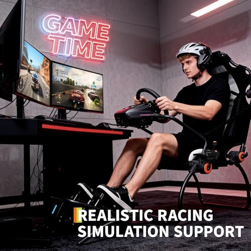 Racing Wheel Stand,Foldable Racing Simulator Cockpit for g923/g920/g29, Steering Wheel Stand & Foot Pedal Angle Adjustable,Sim Racing Cockpit for Thrustmaster t248p, Fanatec, Hori, Mad Catz. - size: 70.9x33.1x37.4in