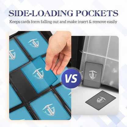 Trading Card Binder, 9 Side Loading Pocket Card Album Hold Up to 540 Cards, Zipper Binder for Cards Collection, TCG Card Holder for Game Card, Sports Card, Yugioh, MTG etc. - color: Black