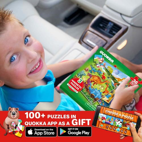 Magnetic Puzzles for Toddlers 3-5 - Kids Travel Toys for Boys and Girls | 36 Pieces Sudoku Toddler Puzzles Ages 2-4 - Jurassic Kids Travel Game Ages 4-6 – Car Airplane Road Trip Games - color: 10. Dino 36 Pcs