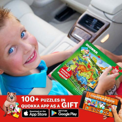 Magnetic Puzzles for Toddlers 3-5 - Kids Travel Toys for Boys and Girls | 36 Pieces Sudoku Toddler Puzzles Ages 2-4 - Jurassic Kids Travel Game Ages 4-6 – Car Airplane Road Trip Games - color: 10. Dino 36 Pcs