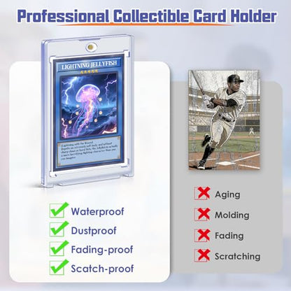 Kitoyz 24 ct Magnetic Card Holder for Trading Cards, 35PT Baseball Card Case Magnet Toploaders Sports Card Protectors with UV Protection Fit for TCG, Game Cards, Football Cards - size: 24P