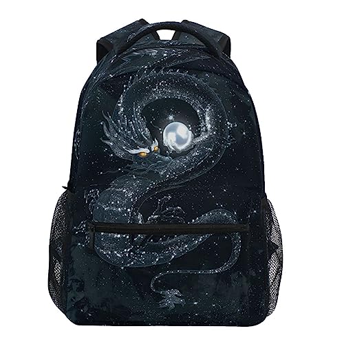 Magic Dark Dragon Galaxy Space Black Backpack Bookbag Daypack Travel School Bag - color: Black