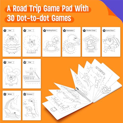 Do-to-Dot Game Pad, 30 Reusable & Erasable Number Connecting Games, Dry Erase Animal/Castle/Ship Dot to Dot Workbook for Kids, Educational Toy for Road Trip, Airplane & Car Travel Activities - style: Do-to-Dot Game Pad