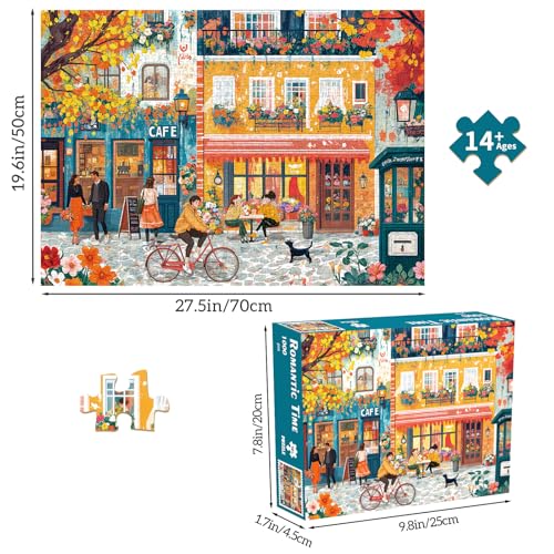Puzzles for Adults 1000 Pieces, Romantic Street Scene Jigsaw Puzzle with 1:1 HD Poster, Perfect Interlocking No Dust, Stress Relief Ideal Gift for Family Games - color: Romantic Street Scene