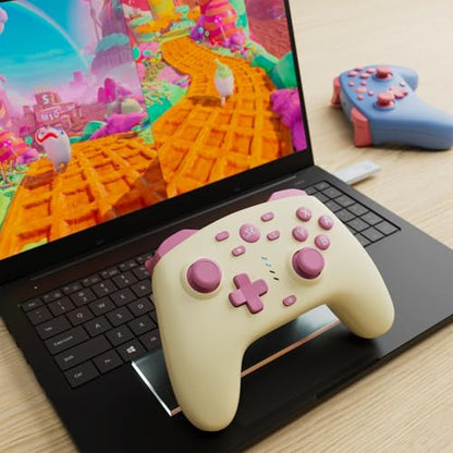 Wireless Switch Controller for Switch/Lite/OLED/Switch 2, Hall Effect Triggers & Joysticks/Wake-Up Function/Turbo, Switch 2 Controller with 2.4G Adapter/2 Macro Buttons, Switch 2 Pro Controller Yellow - color: Yellow