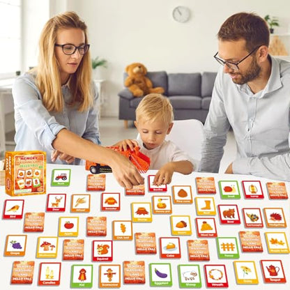 gisgfim 100 PCS Fall Memory Matching Game Thanksgiving Happy Fall Concentration Memory Games for Kids Educational Ages 3-8 A Fun & Fast Autumn Theme Memory Matching Games - style: Happy Fall