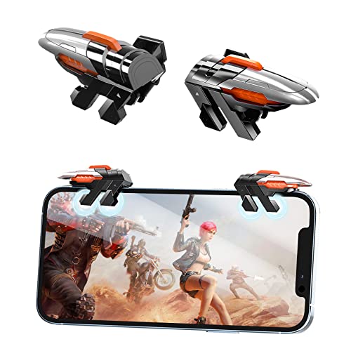 Newseego for Mobile Gaming Trigger, Six-Finger Linkage Game Controller for iPhone & Android Phones, Mechanical Black Design Game Controller for Rules of Survival/PUBG - color: Black -A11