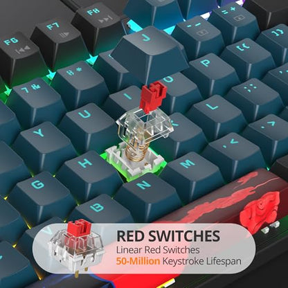 surmen Full Size Creamy Keyboard with Number Pad, 104 Keys RGB Wired Mechanical Gaming Keyboard Backlit with PBT Keycaps Linear Red Switch for Laptop Desktop PC Gamers（104 Monster） - color: 104 Monster