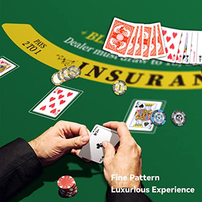 70" x 35" Poker Mat for Table with Carrying Bag, Professional Casino Blackjack Tabletop Layout Poker Table Mat, Non-Slip Rubber Poker Table Top Cover for Parties, Home Entertainment, Poker Game Night - color: Dark Green-blackjack