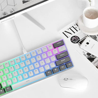 iLovBee i61 Mechanical Keyboard 60 Percent, Wired RGB Gaming Keyboard, 61 Keys Compact Mini Custom Keyboards for PC/Mac Gamer, Hot Swappable Linear Red Switch, Grey and White