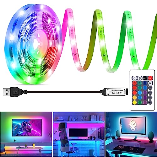 LED Strip Lights 6.56Ft, RGB LED Lights Strip for 40-60in TV Backlight, RGB Color Strips Light Waterproof IP65 with Remote, USB Bias LED Lights Kit for Bedroom PC Monitor Mirror Cabinet Desk - size: 6.56 ft