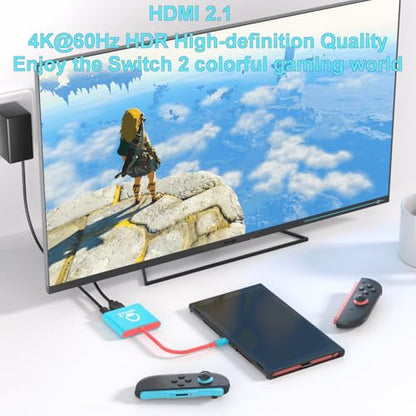 Switch 2 Dock, Portable TV Station for Steam Deck/ROG Ally/Legion GO, 3-in-1 Switch 2 Travel with HDMI 4K@144Hz or 4K@60Hz, USB 3.0 and 100W Charge PD Port