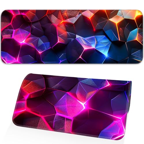 Gaming Mouse Pad, Geometric Design, Non-Slip Rubber Bottom, Stitched Edges, for Home, Office, Gaming, 31.5 x 11.8 Inch Full Desktop Large Mouse Pad for Gamers - color: geometry
