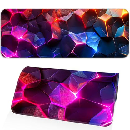 Gaming Mouse Pad, Geometric Design, Non-Slip Rubber Bottom, Stitched Edges, for Home, Office, Gaming, 31.5 x 11.8 Inch Full Desktop Large Mouse Pad for Gamers - color: geometry