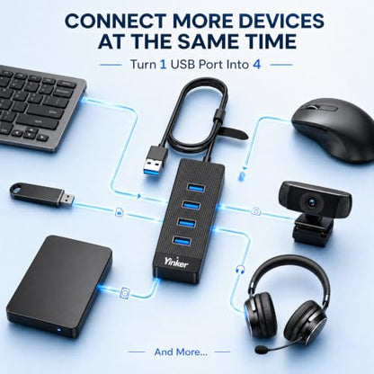 USB 3.0 Hub Long Cable 10FT, 4 Port USB Extension Data Cable USB Dock Extender for Desktop PC Laptop Mac, Windows, 5Gbps - size: 10 FT