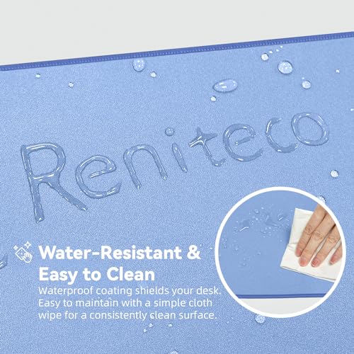Reniteco Waterproof Large Office & Gaming Mouse Pad, 27.6" x 11.8" x 0.12" | Anti-Fray Stitched Edges, Premium Textured Surface, Non-Slip Rubber Base, Water and Stain Resistant Protection - color: Matte Blue, size: 27.5L x 11.8W inches
