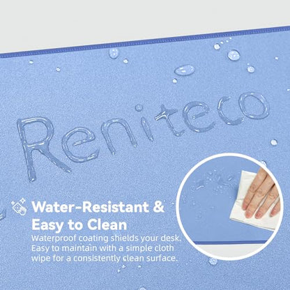 Reniteco Waterproof Large Office & Gaming Mouse Pad, 35.4" x 15.7" x 0.12" | Anti-Fray Stitched Edges, Premium Textured Surface, Non-Slip Rubber Base, Water and Stain Resistant Protection - color: Matte Blue, size: 35.4L x 15.7W inches