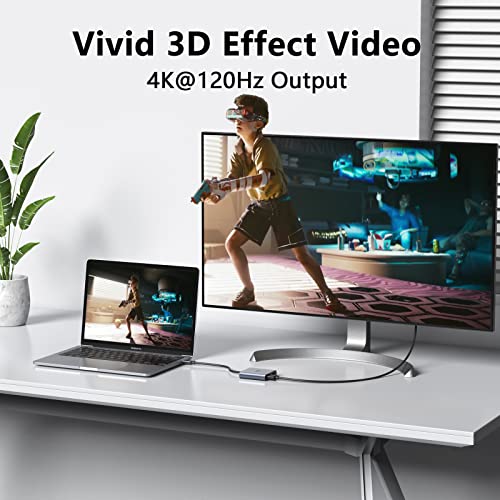USB-C to Dual 4K DisplayPort Splitter Adapter, USB-C to DisplayPort | Dual Monitor Converter 4K@60Hz, USB-C DisplayPort Hub Compatible for Dell XPS 13/15, Lenovo Yoga, Samsung, Chromebook, HP