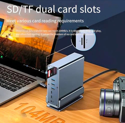 Docking Station for Asus TUF Gaming A17 A18 A15 A14 F15 F17 Dash 15 F15 Gaming Laptop,15-in-1 USB C with 360 ° Rotating Base, 2 * 4K HDMI and 1*DP, 10Gbps USB Port Transfer, RJ45, Audio, SD/TF
