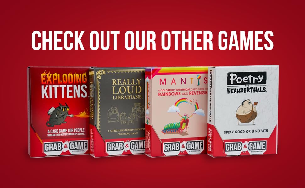 Exploding Kittens Grab and Game, 2-4 Players, Ages 7+, Pocket Version | Pocket-sized Exploding Kittens! Quick to learn, travel-friendly, and great for road trips, parties, and gifting.