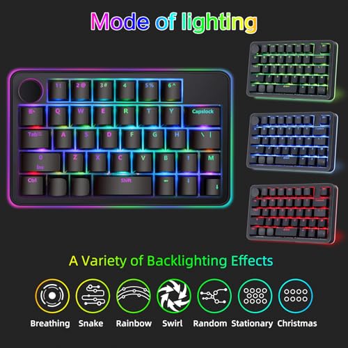 Koolertron Single-Handed Macro Mechanical Keyboard, RGB LED Backlit Portable Mini One-Handed Mechanical Gaming Keypad 39 Fully Programmable Keys (39 Keyboard Black) - style: 39 Keyboard Black