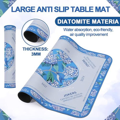 Tegeme Mahjong Mat Flower, Birds 22" X 22" Anti Slip Game Table Cover | Noise Reduction for Quiet Play, Chinoiserie Floral Design, Non Slip Backing Secures Mat, For Mah Jong Card Tile Games - size: 22" X 22", style: Flower, Birds