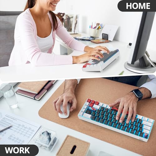 Protable 60% Percent Gaming Keyboard Mechanical, Mini Compact Ice-Blue LED Backlit 68 Keys Wired Office Keyboard with Red Switch for Mac/Win/PS4/PS5(68Black/red Switch) - color: 68Black/red Switch