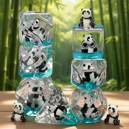 Panda Resin D&D Dice Set, 7-Piece DND Polyhedral Dice (D4, D6, D8, D10, D12, D20, D%) Dungeons and Dragons Dice Set - color: Panda