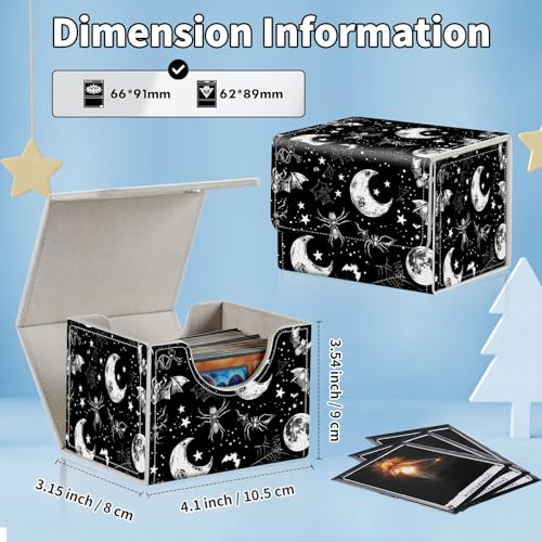 for MTG Commander Deck Box,Card Deck Box for Trading Yugioh MTG,Fits 100 Double Sleeved Cards,PU Leather Strong Magnet Case for Magic Commander TCG CCG,Black Moon Bat - color: Black Moon Bat