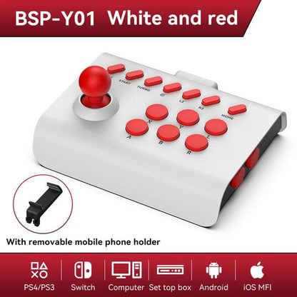 Arcade Fight Stick Joystick For PS4/PS3/PC,Game Controller Fighting Joystick with Turbo & Macro Functions (black red) - color: black red