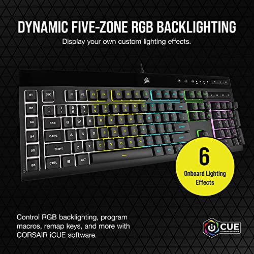 Corsair K55 PRO LITE RGB Wired Membrane Gaming Keyboard (5-Zone Dynamic RGB Backlighting, Six Macro Keys with Stream Deck Integration, IP42 Dust and Spill Resistant, Dedicated Media Keys) Black - style: K55 PRO LITE RGB Frustration Free Packaging