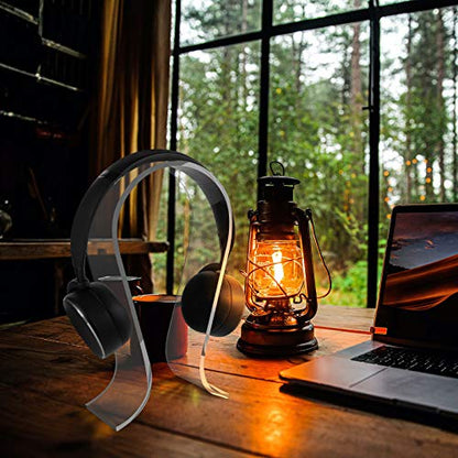 GEEKRIA Clear Omega Headphone Stand for On-Ear Headphone, Gaming Headset Stand, Desk Display Hanger, Compatible with Bose, Marshall, Jabra, JBL, ATH, Sony, AKG, Sennheiser Headset (Clear)