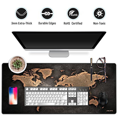 JIALONG Large Gaming Mouse Pad, XXL Desk Mousepad with Stitched Edges, Non-Slip Base Keyboard Pad for Gamer, Office & Home Retro Map - color: Retro Map