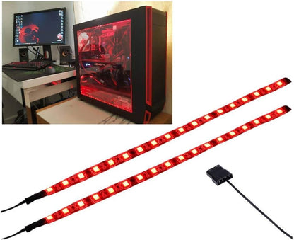 DS LED Light Strip RED Computer Lighting with Magnetic for PC Case Lighting Kit (2Pack,30CM, Molex Connector, S Series，Red) - color: Red