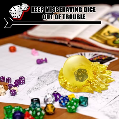Deekin Translucent Cube Dice Storage with 7 Polyhedral Dice Set, Resin Cube Holder for TTRPG Tabletop Role Playing Game Fantasy Tabletop Gaming(Yellow) - color: Yellow