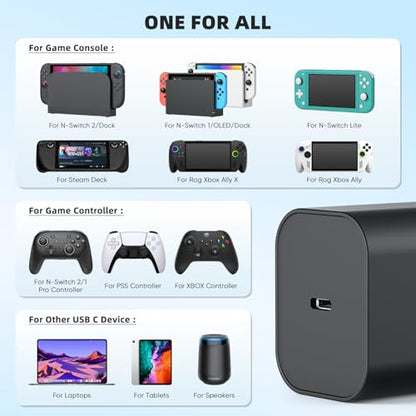 Switch 2 Charger - 60W AC Adapter for Nintendo Switch/OLED/Lite & Steam Deck/OLED, 5FT Charging Cable, Support 4K TV Dock Mode, Power Supply 20V/3A Fast Cord - Original Quality, Xbox 360 Console - size: 5FT