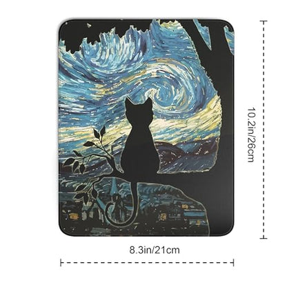 Cute Black Cat Square Mouse Pad,Aesthetic Cat Mouse Pads for Wireless Mouse Desk Accessories,10"X8" Travel Mousepad with Non-Slip Rubber Base, Stitched Edge Mouse Pads for Desk,Computers,Laptop,Office - color: S-4
