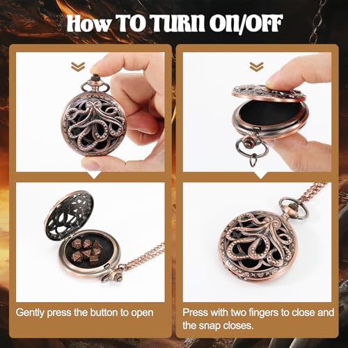 D&D Dice Set,7PCS Metal Dice for Dungeons and Dragons,Mini Dice Set with Pocket Watch Case,Role Playing Board Games Accessories (Octopus, Copper) - color: Copper, style: Octopus