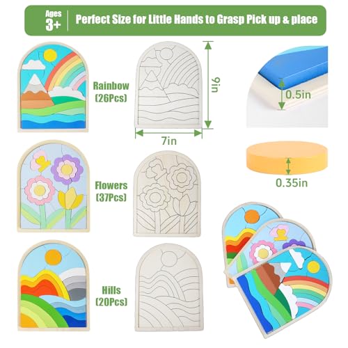 Jigsaw for Baby Boys,Wooden Puzzles for Toddlers 3-5,Toddler Puzzles | Boys Girls Birthday Gift for Kids Ages 4-6, Toddler Puzzles Montessori Toys for 3 Year Old, Great Gifts for 3+ Year Olds