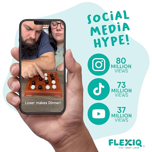 Orbito from Flex IQ, 2 Player Strategy Games for Family Gatherings, Great for Kids Games, Includes 1 Game Board with Orbito Button, 8 White Marbles and 8 Black Marbles - style: Orbito
