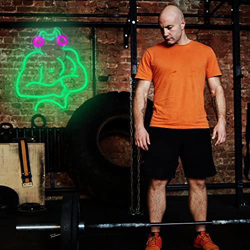 Fitness Frog Neon Sign - LED Muscle Frog Neon Light Sign 11.8x13 Inch Gym Room Wall Art USB Powered Gym Wall Decor Motivational Workout Room Home Office Art Christmas Birthday Gift - style: Muscle Frog