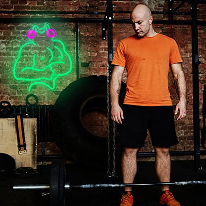 Fitness Frog Neon Sign - LED Muscle Frog Neon Light Sign 11.8x13 Inch Gym Room Wall Art USB Powered Gym Wall Decor Motivational Workout Room Home Office Art Christmas Birthday Gift - style: Muscle Frog