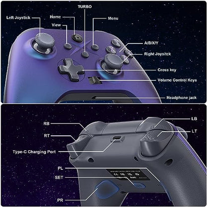 Xexvyrin Wireless Controller for X-box One, X-box Series X/S, PC, Switch, iOS, Android, LED Gaming Controller with TURBO, Macro Function, 6-Axis Gyro, 3.5mm Audio Jack, WiFi Connectivity (Metallic Blue) - color: Metallic Blue
