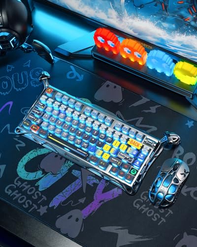 GravaStar Mercury K1 Pro Wireless Mechanical Gaming Keyboard, 75% Layout RGB Custom Keyboard, Hot-Swappable Linear Switches; Aluminum Alloy【Interstellar Silver】 - color: Interstellar Silver