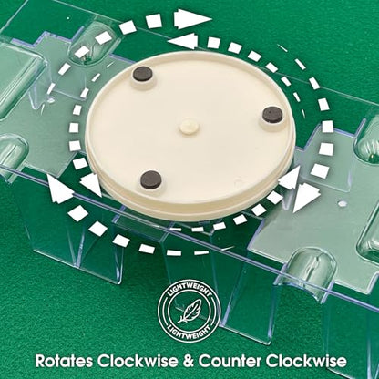 CHH 9 Deck Plastic Revolving Playing Card Tray with 3 Slots – Clear – Easy Access and Great Game Accessory
