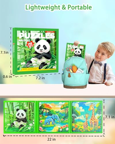 Magnetic Puzzles for Toddlers, Animal Forest Travel Puzzles Games for Kids Ages 3-5, Car Activities Toy for Boys Girls, Children Learning Magnet Gift for Road Trip (Forest) - style: Animal Forest(9+12+16)