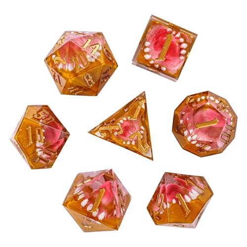 7PCS Tooth Monster Dice Set,Handmade Sharp Edge Dice Set D&D RPG Polyhedral Die,for Dungeons and Dragons TTRPG Games Roleplaying Games Pathfinder,with Gift Box - color: Tooth Monster