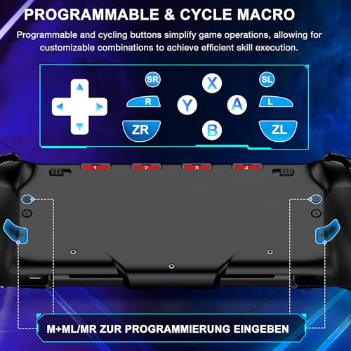 NealGamefy Switch Controllers,Wireless Switch Pro Controller for Nintendo Switch/OLED Controller,Upgrade Full-Size Ergonomic One Piece Handheld Controller with Programmable,TURBO,Vibration - color: Black-split