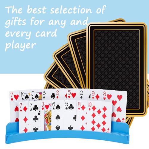 2 Packs of Double-Layer Card Holders，Playing Card Holder for Kids Adults Hands Free Card Holder for Family Card Game Nights Poker Parties - color: Blue(2pack)